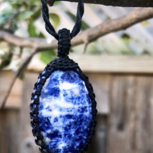 Shop Sodalite Pendants! Sodalite necklace for women, sodalite pendant necklace men, gemstone necklace for mom. macrame necklace for men, macrame gemstone necklace | Natural genuine Sodalite pendants. Buy handcrafted artisan men's jewelry, gifts for men.  Unique handmade mens fashion accessories. #jewelry #beadedpendants #beadedjewelry #shopping #gift #handmadejewelry #pendants #affiliate #ad