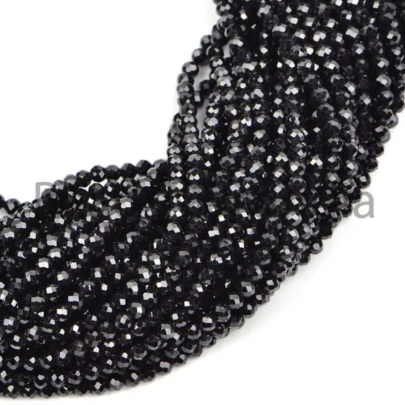 Black Spinel Faceted Rondelle(3-3.25 Mm) Natural Beads, Natural Spinel Beads, Black Spinel Faceted Beads, Black Spinel Rondelle Beads