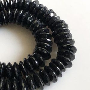 Shop Spinel Faceted Beads! Black Spinel Faceted Round Button Beads Natural Black Spinel 9mm To 12mm Rondelle Beads Black Spinel Coin Beads Sold As 16"/8", GDS1724 | Natural genuine faceted Spinel beads for beading and jewelry making.  #jewelry #beads #beadedjewelry #diyjewelry #jewelrymaking #beadstore #beading #affiliate #ad