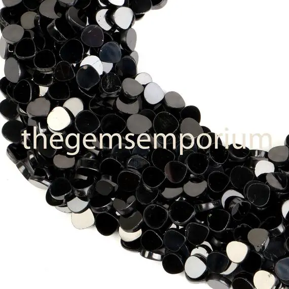 6-7mm Black Spinel Plain Smooth Heart Beads, Black Spinel Flat Heart Beads,black Spinel Plain Beads,black Spinel Smooth Beads, Black Spinel
