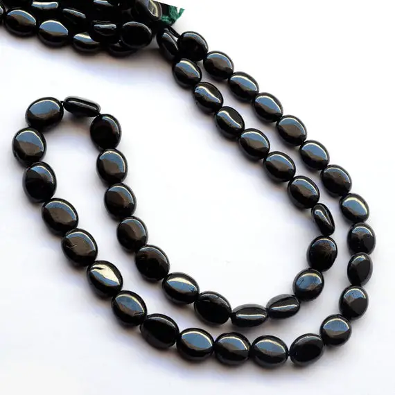 Natural Black Spinel Plain Oval Beads, 6mm To 10mm/10mm To 11mm Smooth Black Spinel Beads, Sold As 18 Inch Strand, Gds2031