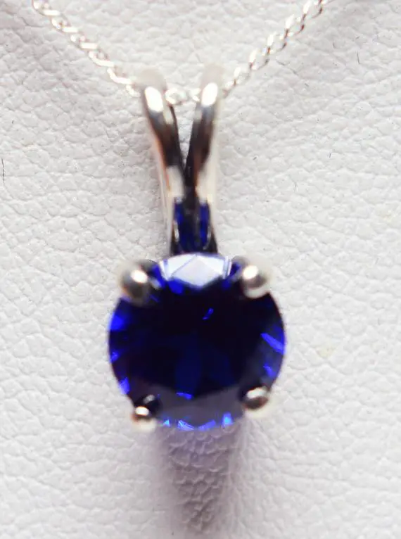 Blue Spinel Pendant, 8mm 2+ct Round Faceted Gemstone, Set In 925 Sterling Silver Ornate Pendant Mount, 18inch Chain Included
