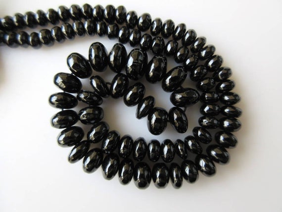 Black Spinel Rondelle Beads, Smooth Rondelle Spinel Beads, 5mm To 10mm Beads, 16 Inch Strand, Gds656