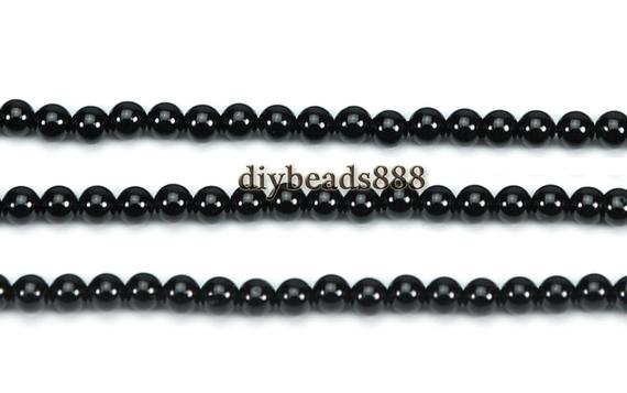 Black Spinel,15 Inch Full Strand Black Spinel Smooth Round Beads 3mm