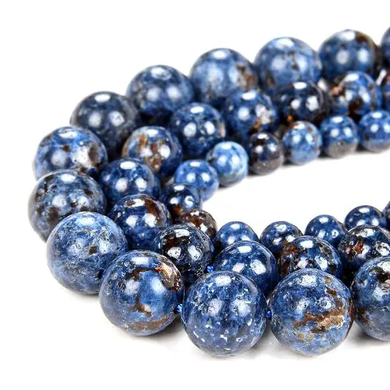 Cobalt Blue Natural Rare Scorzalite Muscovite In Pegmatite Gemstone Aaa Round 6mm 7mm 8mm 9mm 10mm 11mm Beads (d60)