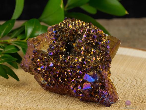 Aura Quartz, Titanium Gold - Rainbow Aura Quartz, Crystal Cluster, Spirit Quartz, Crystal Decor, Metaphysical, R0526