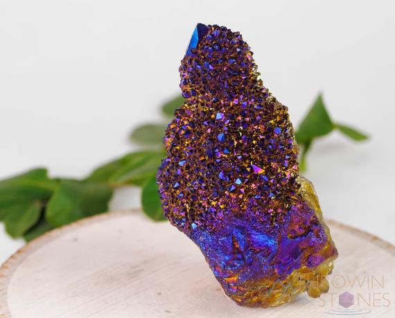 Aura Quartz, Titanium Gold - Rainbow Aura Quartz, Crystal Cluster, Spirit Quartz, Crystal Decor, Metaphysical, R0396