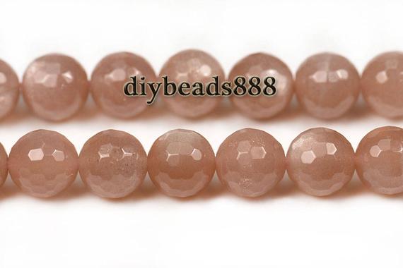 15 Inch Strand Of Grade A Sunstone Faceted(128) Round Orange Beads 6mm 8mm 10mm 12mm For Choice