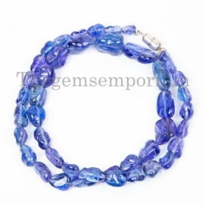 Shop Tanzanite Chip & Nugget Beads! Natural Tanzanite Fancy Organic Nugget Necklace, 6X9-13X18mm Tanzanite Necklace, Nugget Necklace,Fancy Bead Necklace, Gemstone Necklace, | Natural genuine chip Tanzanite beads for beading and jewelry making.  #jewelry #beads #beadedjewelry #diyjewelry #jewelrymaking #beadstore #beading #affiliate #ad