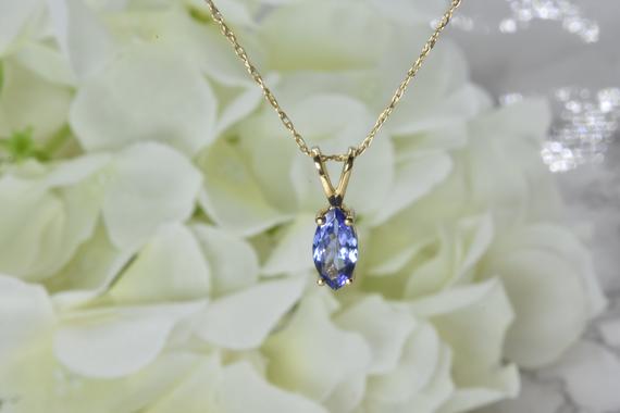 Natural Tanzanite Necklace, Ready To Ship Gift, Dainty Tanzanite Pendant, Jewelry Gift, December Birthstone, Marquise Shape, Birthday Gift