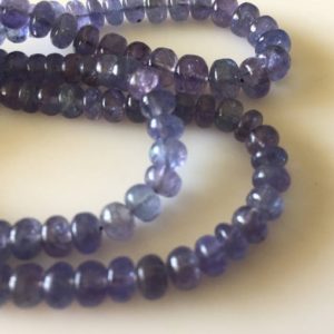 Natural Tanzanite Smooth Rondelle Beads, 5mm To 7mm Blue AAA Tanzanite Beads, 18 Inch Strand, GDS814 | Natural genuine rondelle Tanzanite beads for beading and jewelry making.  #jewelry #beads #beadedjewelry #diyjewelry #jewelrymaking #beadstore #beading #affiliate #ad