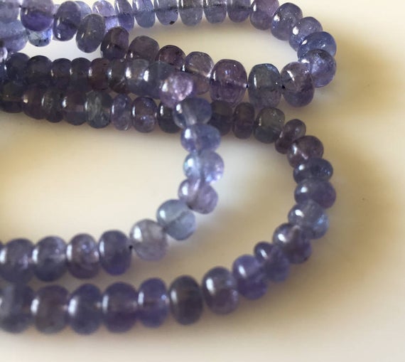 Natural Tanzanite Smooth Rondelle Beads, 5mm To 7mm Blue Aaa Tanzanite Beads, 18 Inch Strand, Gds814