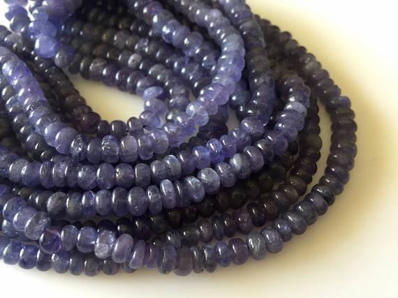 Natural Tanzanite Smooth Rondelle Beads, 5mm To 8mm Blue Tanzanite Beads, 18 Inch Strand, Gds815