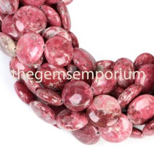 Thulite Plain Smooth coin shape Beads, Thulite coin shape Beads, Thulite Smooth Beads, Thulite Plain Beads, Thulite Beads, Thulite
