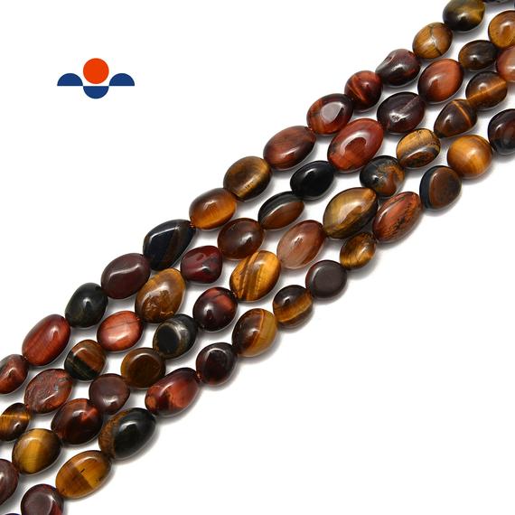 Multi Tiger Eye Pebble Nugget Beads Size Approx 6x8mm 15.5'' Strand