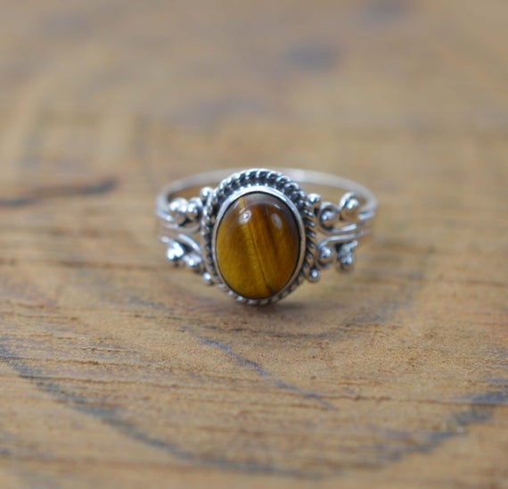 Tiger Eye 925 Sterling Silver Gemstone Ring