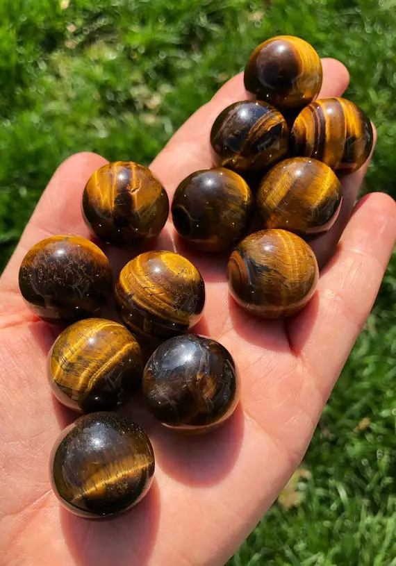 Tigers Eye Crystal Sphere - Tiger Eye Sphere - Solar Plexus Chakra Stone - Small Crystal Marble - Healing Crystal - Polished Tigers Eye Ball