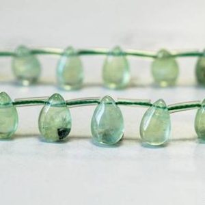 M/ Green Tourmalinated Quartz 8x12mm Flat Pear Drop beads 15.5" strand Natural Light Green Quartz beads For Jewelry Making | Natural genuine other-shape Tourmalinated Quartz beads for beading and jewelry making.  #jewelry #beads #beadedjewelry #diyjewelry #jewelrymaking #beadstore #beading #affiliate #ad