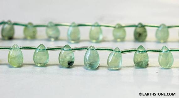 M/ Green Tourmalinated Quartz 8x12mm Flat Pear Drop Beads 15.5" Strand Natural Quartz Gemstone Beads For Jewelry Making