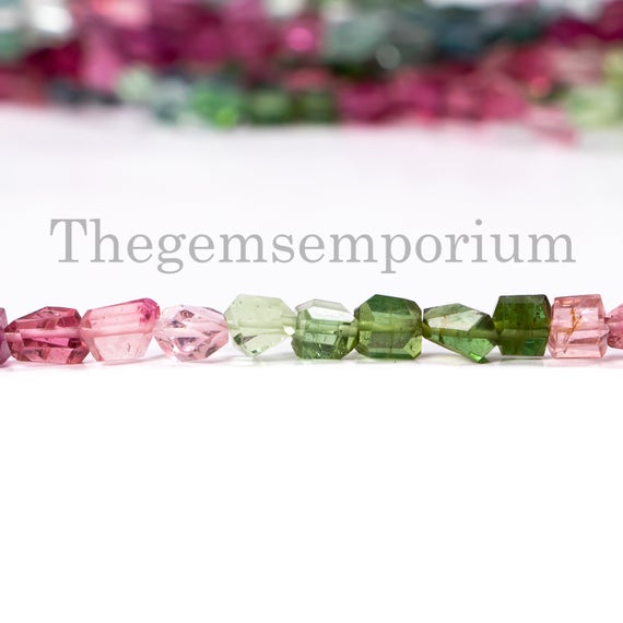 Multi Tourmaline Faceted Nugget Beads,  4x5-5x7mm Tourmaline Faceted Beads, Tourmaline Fancy Beads, Multi Tourmaline Beads, Tourmaline Beads