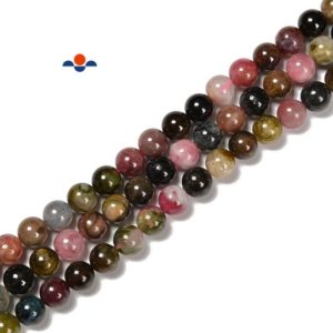 Shop Tourmaline Beads! High Grade Multi Tourmaline Smooth Round Beads Size 6mm 8mm 10mm 15.5'' Strand | Natural genuine beads Tourmaline beads for beading and jewelry making.  #jewelry #beads #beadedjewelry #diyjewelry #jewelrymaking #beadstore #beading #affiliate #ad