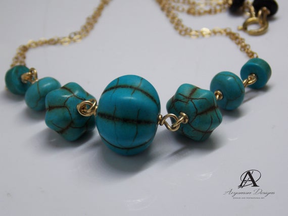 Turquoise Necklace , Ancient Turquoise Beaded Necklace , Ancient  Turquoise Necklace , Gold And Turquoise Necklace , Antique Bead Necklace