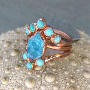 Shop Turquoise Jewelry! Alternative engagement rings, turquoise ring set, wedding ring set, bands stackable raw crystal unique present minimalist promise ring | Natural genuine Turquoise jewelry. Buy handcrafted artisan wedding jewelry.  Unique handmade bridal jewelry gift ideas. #jewelry #beadedjewelry #gift #crystaljewelry #shopping #handmadejewelry #wedding #bridal #jewelry #affiliate #ad