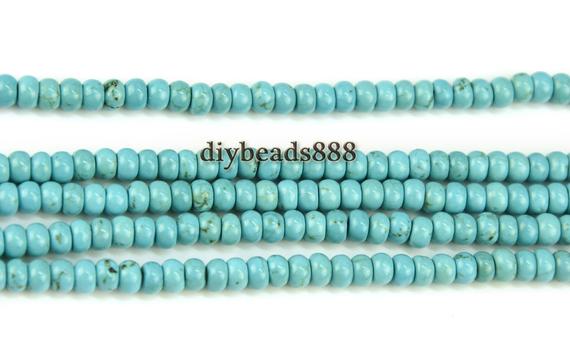 Blue Magnesite Smooth Rondelle Beads,abacus Beads,space Beads,natural,gemstone,diy Beads,2x4mm 3x5mmfor Choice,15" Full Strand