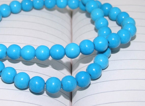 Sale Blue Turquoise Loose Smooth Round Beads 4mm 6mm 8mm 10mm 12mm 14mm Full Strand 15.5"