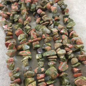 Shop Unakite Chip & Nugget Beads! Natural Green/Pink Unakite Chunky Nugget Shaped Beads with 1mm Holes – Sold by 16" Strands (Approx. 75-80 Beads) – Measuring 10-15mm Wide | Natural genuine chip Unakite beads for beading and jewelry making.  #jewelry #beads #beadedjewelry #diyjewelry #jewelrymaking #beadstore #beading #affiliate #ad