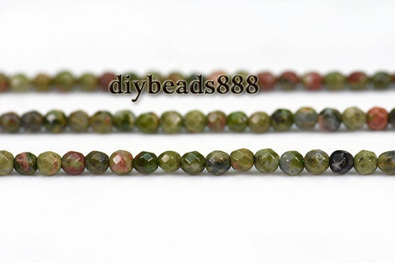 15 Inch Strand Of Unakite Faceted Round Beads 2mm 3mm For Choice
