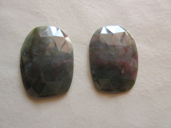 2 Pieces 30x22mm Each Unakite Rose Cut Matched Pairs Faceted Loose Cabochons Rcn2