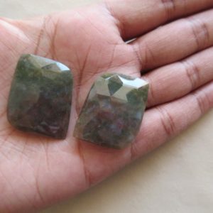 Shop Unakite Faceted Beads! 2 Pieces Matched Pair 28x23mm Each Unakite Faceted Rose Cut Loose Cabochons SKU-RCN1 | Natural genuine faceted Unakite beads for beading and jewelry making.  #jewelry #beads #beadedjewelry #diyjewelry #jewelrymaking #beadstore #beading #affiliate #ad