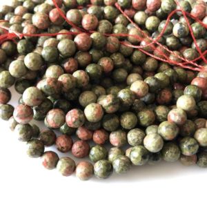 Shop Unakite Faceted Beads! 6.5mm Faceted Unakite Round Beads, Unakite Round Beads, Jasper Jewelry, 6mm Beads, 15 Inch Strand, GDS1190 | Natural genuine faceted Unakite beads for beading and jewelry making.  #jewelry #beads #beadedjewelry #diyjewelry #jewelrymaking #beadstore #beading #affiliate #ad