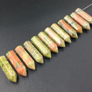 Shop Unakite Bead Shapes! 12pcs Unakite Point Beads Hexagonal Unakite Stick Beads Bullet Spike Pendant Charm supplies Semi Precious Gemstone Beads | Natural genuine other-shape Unakite beads for beading and jewelry making.  #jewelry #beads #beadedjewelry #diyjewelry #jewelrymaking #beadstore #beading #affiliate #ad