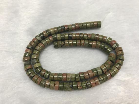 Genuine Unikite 3x6mm Heishi Green Pink Unakite Gemstone Loose Beads 15 Inch Jewelry Supply Bracelet Necklace Material Support Wholesale