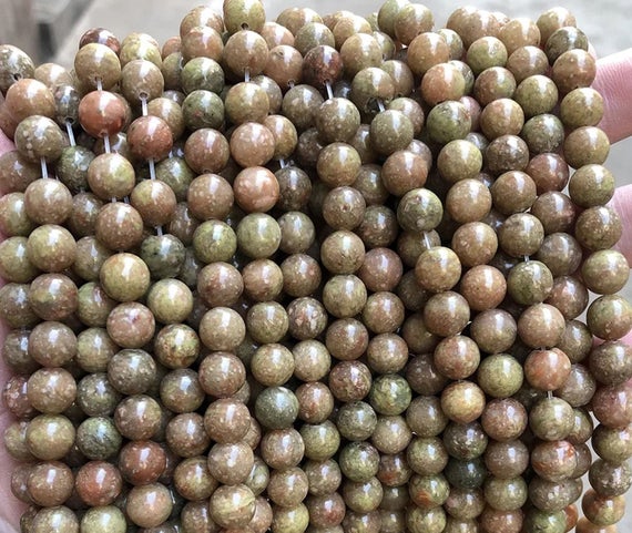 Natural Unakite Smooth Round Beads,4mm 6mm 8mm 10mm 12mm Unakite Gemstone Beads Wholesale Supply,one Strand 15"