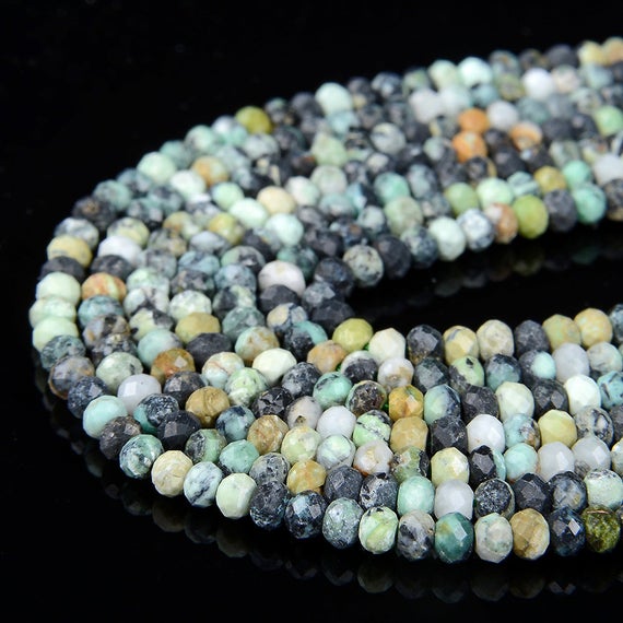 Natural Variscite Gemstone Grade Ab Micro Faceted Rondelle 3x2mm 4x3mm Beads (p9)