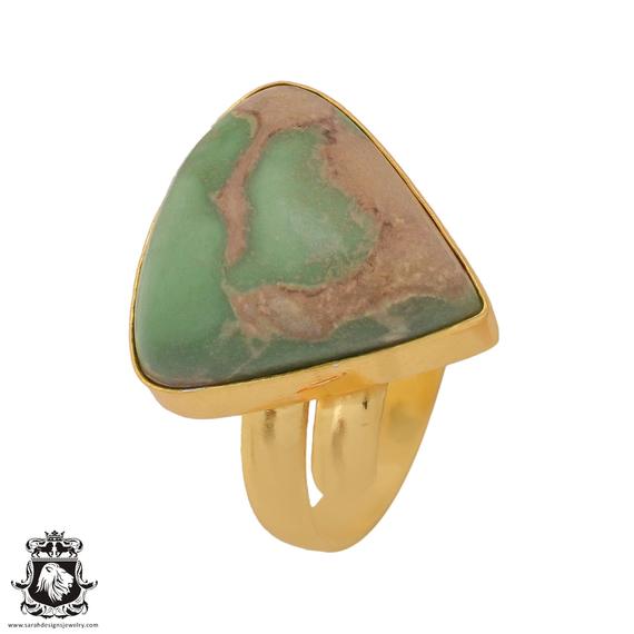 Variscite Ring Meditation Ring 24k Gold Ring Gpr728