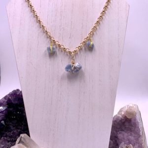 Shop Blue Calcite Jewelry! Wire wrapped blue calcite choker | Natural genuine Blue Calcite jewelry. Buy crystal jewelry, handmade handcrafted artisan jewelry for women.  Unique handmade gift ideas. #jewelry #beadedjewelry #beadedjewelry #gift #shopping #handmadejewelry #fashion #style #product #jewelry #affiliate #ad