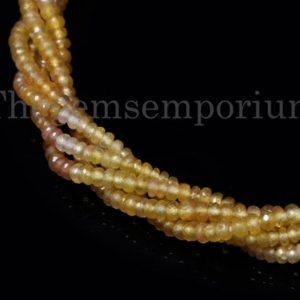 Shop Yellow Sapphire Beads! Yellow Sapphire Faceted Rondelle Beads, Yellow Sapphire Beads, Yellow Sapphire Rondelle Beads, Sapphire Rondelle Gemstone Beads | Natural genuine faceted Yellow Sapphire beads for beading and jewelry making.  #jewelry #beads #beadedjewelry #diyjewelry #jewelrymaking #beadstore #beading #affiliate #ad
