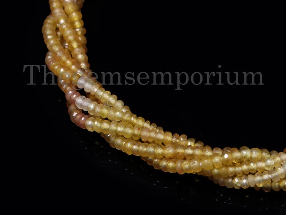 Yellow Sapphire Faceted Rondelle Beads, Yellow Sapphire Beads, Yellow Sapphire Rondelle Beads, Sapphire Rondelle Gemstone Beads