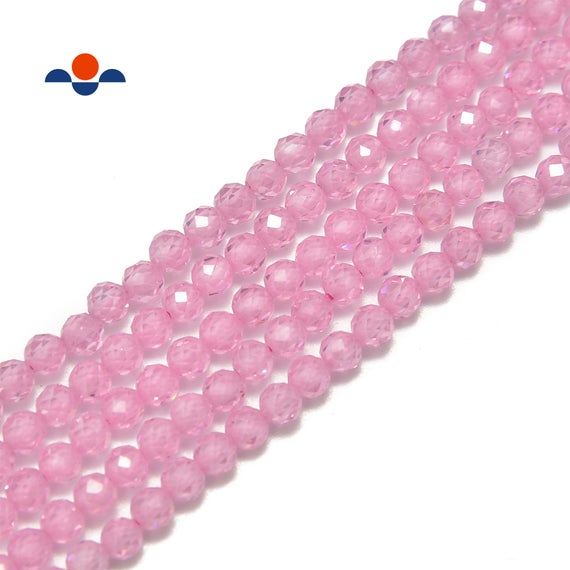 Pink Cubic Zirconia Faceted Round Beads 2mm 3mm 4mm 15.5'' Strand