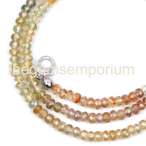 Multi Zircon Faceted Rondelle Necklace, Multi Zircon Faceted Beads, 3mm Multi Zircon Rondelle Beads, Multi Zircon Beads, Zircon Beads