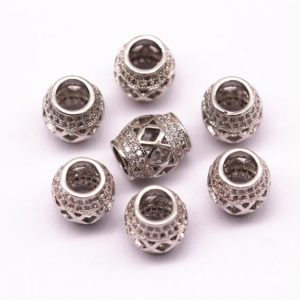 Silver Plated Micro Pave Zircon Cylinder Shape Charm Size 9x11mm Sold per Piece | Natural genuine stones & crystals in various shapes & sizes. Buy raw cut, tumbled, or polished gemstones for making jewelry or crystal healing energy vibration raising reiki stones. #crystals #gemstones #crystalhealing #crystalsandgemstones #energyhealing #affiliate #ad