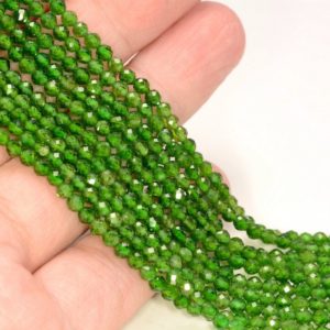 Shop Diopside Beads! 2mm Chrome Diopside Gemstone Grade AAA Green Micro Faceted Round Loose Beads 15.5 inch Full Strand LOT 1,2,6,12 and 50 (80005530-468) | Natural genuine beads Diopside beads for beading and jewelry making.  #jewelry #beads #beadedjewelry #diyjewelry #jewelrymaking #beadstore #beading #affiliate #ad