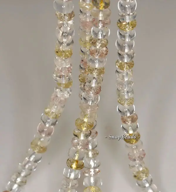 6x3mm Citrine Rose Rock Crystal Mix Quartz Gemstone Rondelle Loose Beads 7.5 Inch Half Strand (90191124-b32-561)