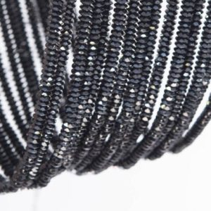 Shop Black Agate Beads! Agate Gemstone Beads 3x1MM Black Faceted Rondelle AAA Quality Loose Beads (110838) | Natural genuine beads Agate beads for beading and jewelry making.  #jewelry #beads #beadedjewelry #diyjewelry #jewelrymaking #beadstore #beading #affiliate #ad