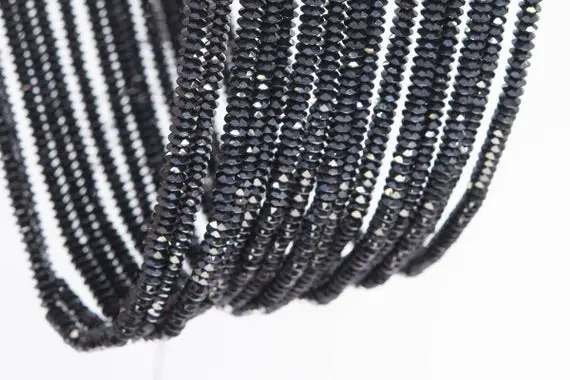 Agate Gemstone Beads 3x1mm Black Faceted Rondelle Aaa Quality Loose Beads (110838)
