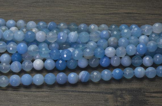 Aqua Blue  Agate Beads - Blue Agate Beads - Faceted Round Beads - Blue Gemstone  Gemstone Bead - Gemstone Faceted Beads - 15inch